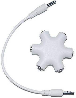 Triangle Ant White 5 in One Multi Headphone Splitter, 3.5mm Male to Female Multi Earphone Audio Splitter Cable-White Phone Converter