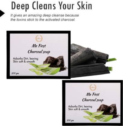 ME FIRST Activated Charcoal Soap For Deep Clean Your Skin , Reduce Acne & Pore Size ( 100gm × 2 )