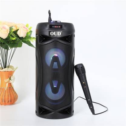 OUD Bluetooth Tower Speaker HOME THEATRE, Portable Audio Player, Karaoke Player, Stage microphone, changing Super Bass Wireless portable speaker Wired Mic, Remote Control, FM Radio & Aux in/USB/TF Card Reader 16 W Bluetooth Tower Speaker