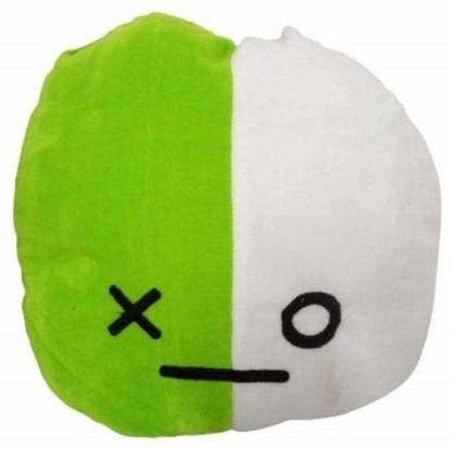 Fusked Round Shape Funny Pillow in Green and White Colour - Stuffed Animal Toy | Show Your Mood Without Saying a Word (Pillow White Green)  - 6 cm