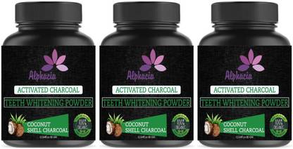 Alphacia 100% pure Charcoal-Tooth-whitening-Powder-240g Pack of 3 Teeth Whitening Kit