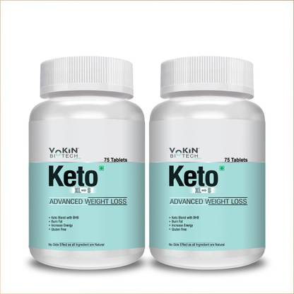 Vokin Biotech Keto 75 Tablets Advanced Weight Loss Supplement XL to S Pack of 2