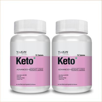 Vokin Biotech Keto 75 Tablets (Pink) Fat Burner & Natural Weight Loss supplement Pack of 2