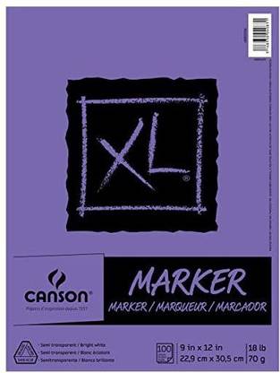 Canson Xl Series Marker Paper Pad, Semi Translucent For Pen, Pencil Or Marker, Fold Over, 18 Pound, 9 X 12 Inch, , 100 Sh