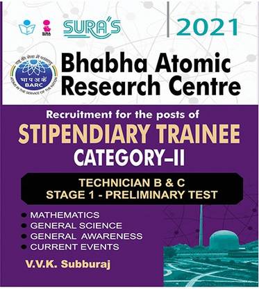 Bhabha Atomic Research Centre(BARC) Stipendiary Trainee Category II Technician B & C Stage 1 - Exam Books