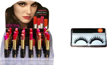 kHUDAt Matte lipstick set of 24 (multicolor, 3.2 g) & EYELASH