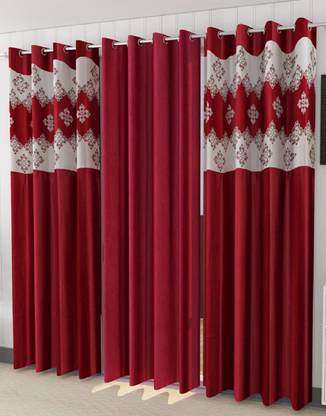 Kamal Trading 150 cm (5 ft) Polyester Semi Transparent Window Curtain (Pack Of 3)
