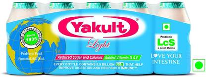Yakult Light Probiotic Drink, Light Bottle, 5 X 65 ml BLUE PLAIN Drink