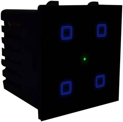 Smarteefi Touch 4 Port WiFi Smart Switch, Execute Schedule Even if no Internet, Compatible with Alexa/Google Home (Black) Smart Switch