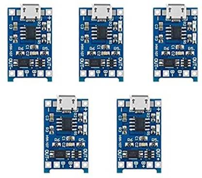 ERHIndia (5 Pcs) 5V 1A Micro USB 18650 Lithium Battery Charging Board Charger Module+Protection Dual Functions TP4056 Charging Module 3.7 v Electronic Components Electronic Hobby Kit