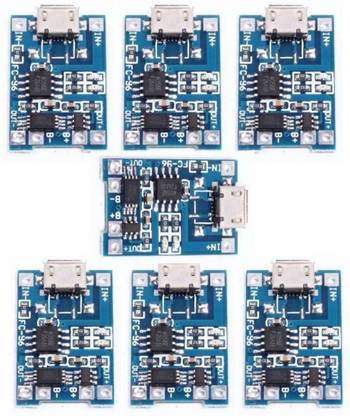 TechSupreme Pack of 7 5V 1A Micro USB 18650 Lithium Battery Charging Board Charger Module+Protection Dual Functions TP4056 Power Supply Educational Electronic Hobby Kit