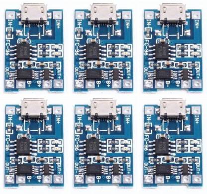 TechSupreme Pack of 6 5V 1A Micro USB 18650 Lithium Battery Charging Board Charger Module+Protection Dual Functions TP4056 Power Supply Educational Electronic Hobby Kit