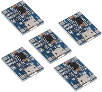 TechSupreme Pack of 5 5V 1A Micro USB 18650 Lithium Battery Charging Board Charger Module+Protection Dual Functions TP4056 Power Supply Educational Electronic Hobby Kit