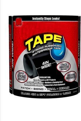 Happysome Waterproof Flex Tape,Seal Repair Tape, Super Strong Adhesive Sealant Tape to Stop Leakage of Kitchen Sink/toilet Tub, leak stop, stop leak tape, Black 5'X4" 1.52 cm Duct Tape