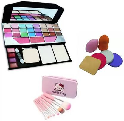 Dikyube 6155 makeup kit + 7 pink brush with stronge box 6 in 1 make up puff sponges