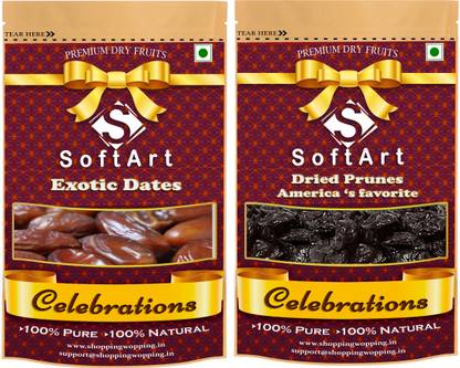Soft Art Dry fruit combo of Dates & pitted prunes (200g) Dates, Prunes