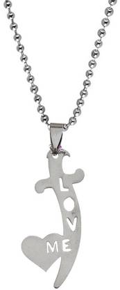 Sullery Heart Me Love Sword Couple Lover Gift Locket With Chain Sterling Silver Stainless Steel Pendant