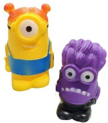 Kiki N Pooch Pet Dog Squeaky Minion and Alien Chew Toy for Small/Medium Dogs - Set of 2 Rubber Chew Toy, Squeaky Toy, Rubber Toy For Dog