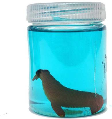 MON N MOL TOY SEA LION WALRUS Crystal Clear Putty Slime Blue Putty Toy