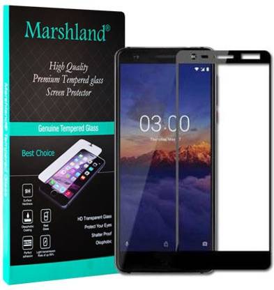MARSHLAND Tempered Glass Guard for Nokia 7 Plus Black 9H Hardness 5D Full Glue