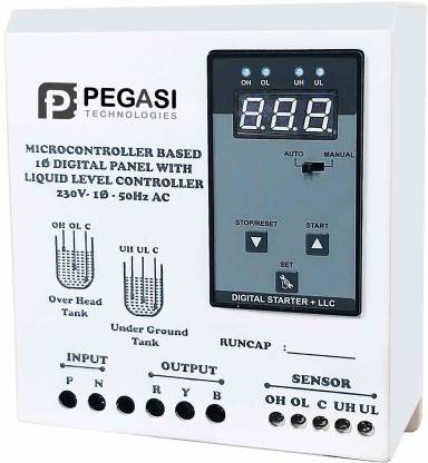 PEGASI Automatic Water Level Controller for Borewell Motor Suitable up to 1.5hp Wired Sensor Security System