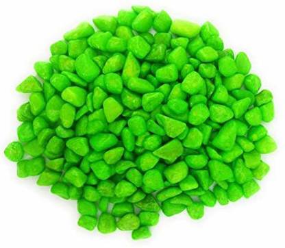 HOIVA Polished Colored Stone Marble Pebbles for Home Garden Aquarium Outdoor Decoration (Parrot Green, 1 Kg) Polished Angular Marble Pebbles