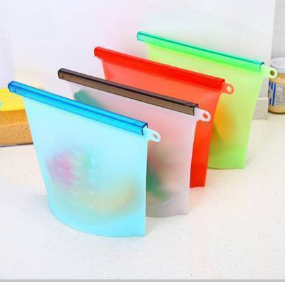 retold Pack Of 4 Reusable Silicone Food Storage Bag Containers, Zip Lock, Heat and Cold Resistant, Airtight Seal Leak-Proof Bags for Snack, Sous, Liquids, Dishwasher Safe | Silicone Food Bag Reusable Seal Storage Container Silicone Food Preservation Bag Freezer Leak-Proof Cooking Zip lock Bags 1000 ml Each| Silicon Container Pouch, Food Storage Bag, Airtight Bag For Fridge, Leak Proof Airtight Pouch for Kitchen, Leak Proof Freezer Bag Silicone Storage Pouch Pack of 4 Multi Colour 1000 ML Each ( Pack Of 4 ) Silicone Storage Pouch (Pack of 4) Silicone Storage Pouch