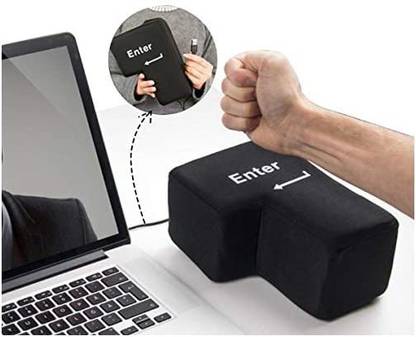 Omgod USB Big Enter Key Relieve Stress Plush Toy, Throw Table Pillow Toys Anti-Stress Relief Super Size Stuffer Accent Desktop  - 10 inch