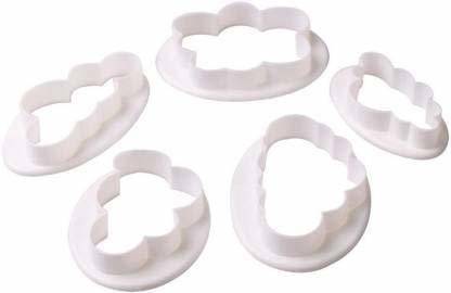 BAKERS4U Fluffy Cloud Plastic Fondant Cutter Cake Mold Sugar Craft Cookies Cutter Mold Cake Decorating Tools(Set of 5) Cookie Cutter