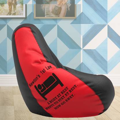 ComfyBean XXL Designer Bean Bag Filled with Beans - Printed - Physics Law - Red & Black Teardrop Bean Bag  With Bean Filling