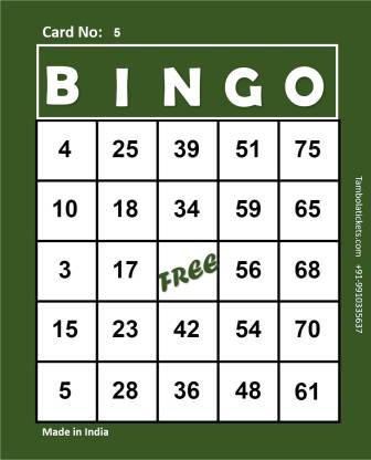 Tambola Tickets BINGO CARDS Green Color (56 Cards , Printed on ...
