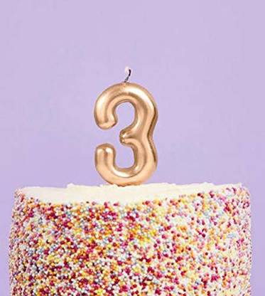 INFISPACE Chrome Gold Number Cake Candle for Birthday/ Anniversary (3) Candle