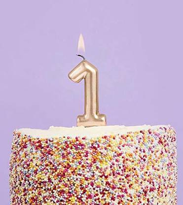 INFISPACE Chrome Gold Number Cake Candle for Birthday/ Anniversary (1) Candle