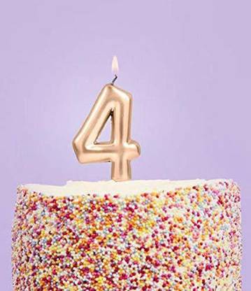 INFISPACE Chrome Gold Number Cake Candle for Birthday/ Anniversary (4) Candle