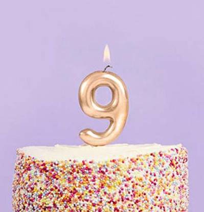 INFISPACE Chrome Gold Number Cake Candle for Birthday/ Anniversary (9) Candle