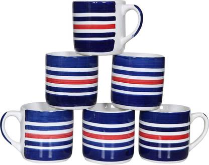 Raj Royal Ceramic Ceramic Tea Cups Coffee Mugs Set of 6 for Home Kitchen Office