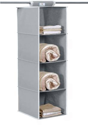 KUBER INDUSTRIES 4 Shelf Closet Hanging Organizer, 4 Tier Closet Wardrobe Organizer Clothes Storage Hanger for Family Closet Bedroom, Foldable and Universal Fit (Grey)-25_F_KUBMART15319 Closet Organizer