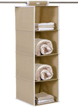 KUBER INDUSTRIES 4 Shelf Closet Hanging Organizer, 4 Tier Closet Wardrobe Organizer Clothes Storage Hanger for Family Closet Bedroom, Foldable and Universal Fit (Brown)-25_F_KUBMART15323 Closet Organizer
