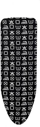 hanley Ironing Board Cover with 5 mm Extra Thick Felt Padding Medium Size (110x33 cm) - 43"x15" Black Wash Symbol Design Ironing Mat