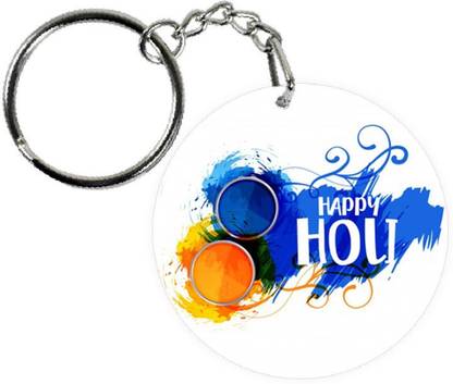 COLOR YARD best happy holi mug gift with abstract blue yellow colors design on Key Chain