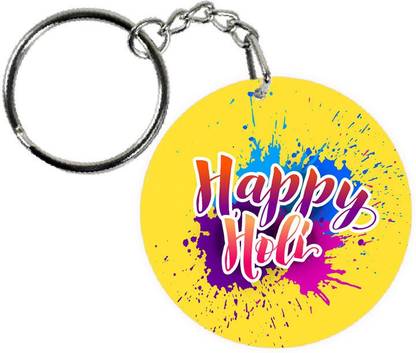 COLOR YARD best happy holi mug gift with holi-background-with-colorful-splash design on Key Chain