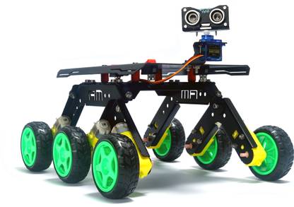 AM ROBOTICS Rocker Bogie Mechanism Metal 6 Wheel Drive Chassis for DIY Robotics (Matt Black) ROVER 6WD BO60 KIT Educational Electronic Hobby Kit
