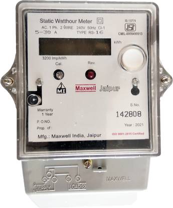 Maxwell Jaipur Digital Static watt hour Meter Single phase Metal Electrical Box