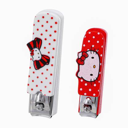 MINISO Sanrio Hello Kitty Nail Clippers with Curved Blade Sharp Stainless Steel for Thick Fingernails and Toenails Manicure Set (2 PCS)