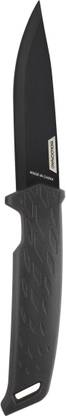 SOLOGNAC 1 Pc Stainless Steel Knife Sika 100 Grip Fixed Blade Knife Black