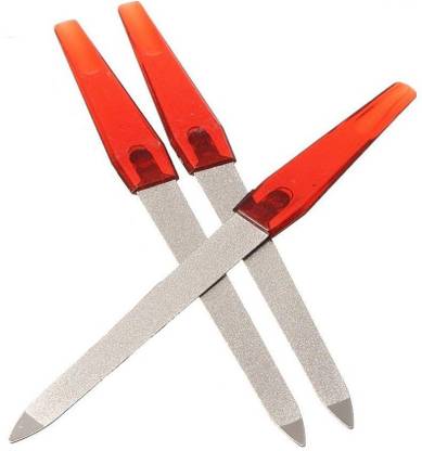 Sweetpea 3 Pcs Metal Double Sided Nail Files Strong Edge For Manicure Pedicure Grooming DIY Plastic Handle