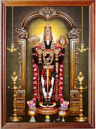 mperor God Venkateswara Swamy Photo Frame Original Teak Wood Frame Size (12.5 x 9.2)Inches Religious Frame