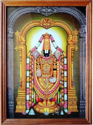 mperor God Venkateswara Swamy Photo Frame # Original Teak Wood Frame # Size (12.5 x 9.2)Inches # Religious Frame