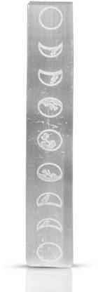 CRYSTU Selenite Flat Stick With Moon Phases Etched Symbol Natural Crystal Stone Reiki Healing Wand Flat Shape Engraved Design Selenite Tower Decorative Showpiece  -  15.5 cm
