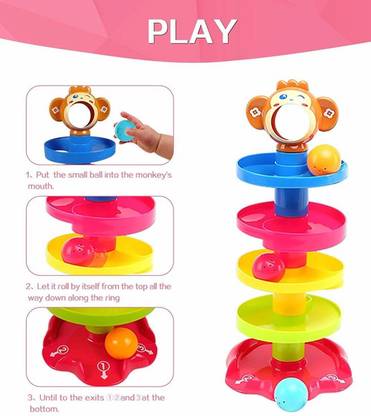 Galactic monkey Roll Ball Tower Rolling Ball Bell Tackers Swirl Ball Toy Set